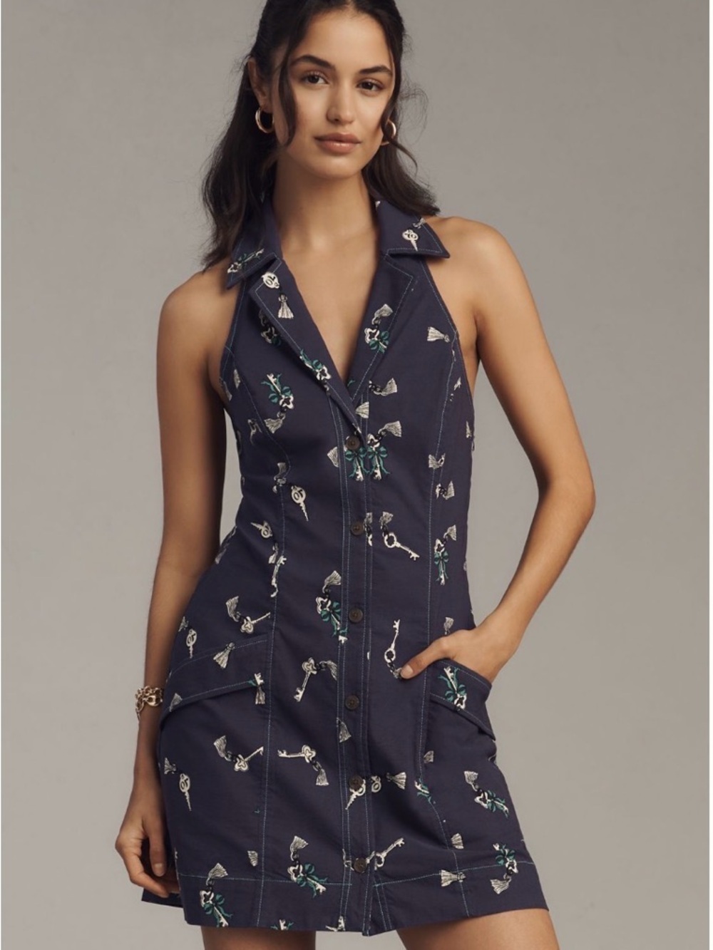 Anthropologie The Amelia Collared Mini Dress Sz M XL Maeve summer vacation comfy - Picture 2 of 10